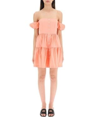 STAUD Orange Cotton Casual Dress - Red