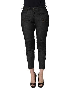 Plein Sud Black Cotton Mid Waist Skinny Denim Jeans