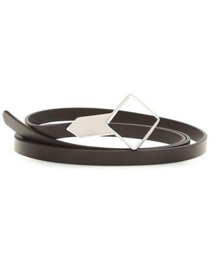 The Row Brown Calf Leather Bos Taurus Thin Belt - Multicolour