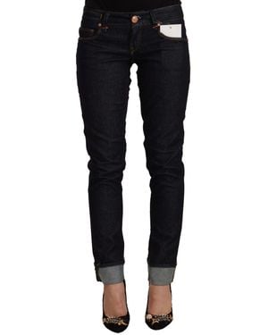 Acht Black Cotton Low Waist Slim Fit Denim Jeans