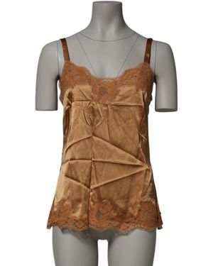 Dolce & Gabbana Lace Trim Silk Blend Camisole - Brown
