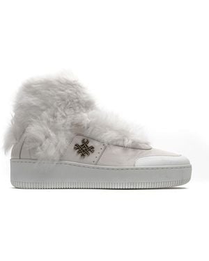 MR & MRS White Leather 's Trainer - Grey