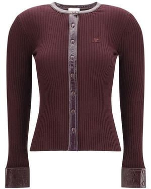 Courreges Bordeaux Viscose Cardigan - Purple