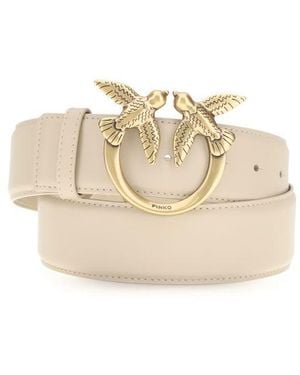 Pinko Beige Calf Leather Bos Taurus Regular Belt - Natural
