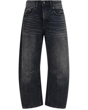 R13 Black Cotton Boyfriend Jeans - Blue