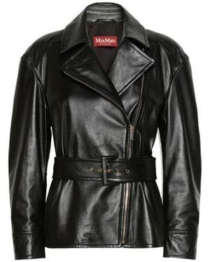 Max Mara Studio Nappa Leather Giusto Jacket - Black