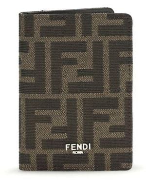 Fendi Brown Calf Leather Bos Taurus Wallet - Grey