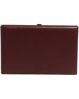 Dolce & Gabbana Brown Calfskin Leather Clutch Evening Purse Bag - Purple
