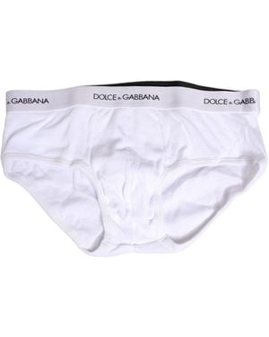 Dolce & Gabbana White Logo Waistband Men Brando Brief Underwear - Blue