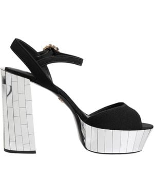 Dolce & Gabbana Keira 80 Mirrored Mosaic Platform Sandals - Black