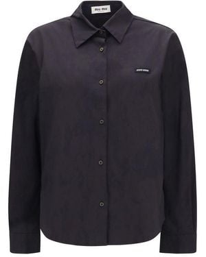 Miu Miu Black Cotton Dress Shirt - Blue