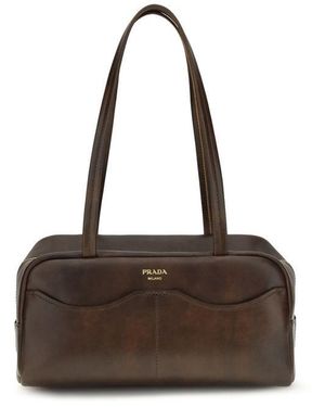 Prada Brown Calf Leather Bos Taurus Shoulder Bag