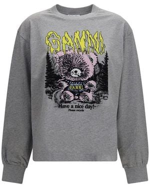 Ganni Cotton Sweatshirt - Gray