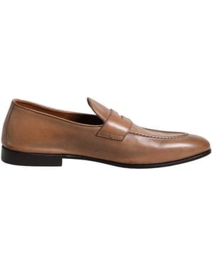 Brunello Cucinelli Brown Leather Loafer Dress Formal Shoes