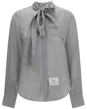 Thom Browne Gray Silk Pattern Shirt