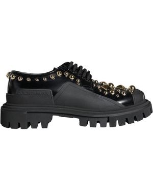 Dolce & Gabbana Black Leather Trekking Derby Embellished Shoes | Lyst Dolce & Gabbana Black Leather Trekking Derby Embellished Shoes | Lyst
