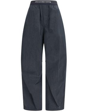 Alexander Wang Pants With Elastic Waistband And Contrasting Jacquard Logo - Blue