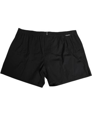 Dolce & Gabbana Black Cotton Elastic Waistband Button Swimwear