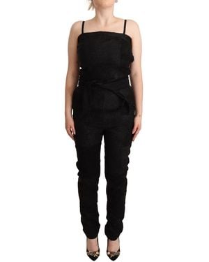 La Maison Du Couturier Black Spaghetti Strap Jumpsuit Dress