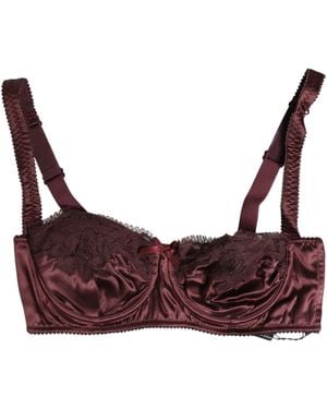 Dolce & Gabbana Burgundy Silk Underwired Balconette Bra Underwear - Purple