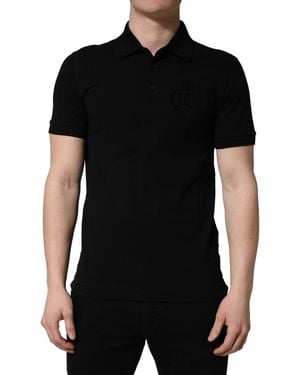 Dolce & Gabbana Black Cotton Collared Short Sleeves Men Polo T