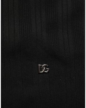 Dolce & Gabbana Black Silk Blend Henley Pullover Men Jumper