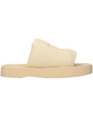 Burberry Beige Leather Slippers Sandals - Natural