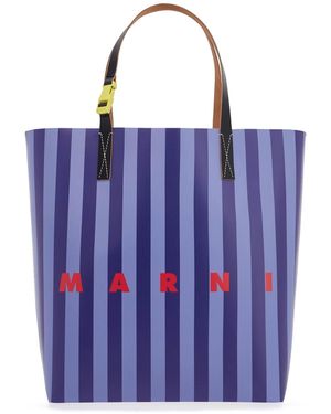 Marni Striped Tribeca Tote Bag - Blue