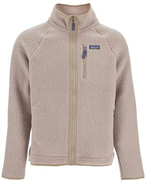 Patagonia Sweatshirt With Zipper And Retro Design - Natural