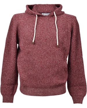 Brunello Cucinelli Cashmere Blend Knit Hoodie Pullover/Sweater New - Red