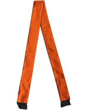 Dolce & Gabbana Orange Silk Fringes Neck Wrap Foulard Scarf