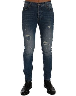 Frankie Morello Blue Cotton Slim Fit Jeans