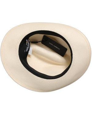 Dolce & Gabbana Paper Straw Fedora Panama Capello Hat Textile - Black