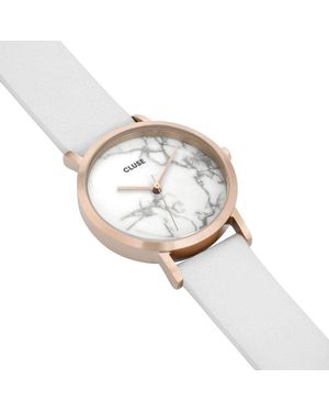 Cluse White Leather Watch - Metallic