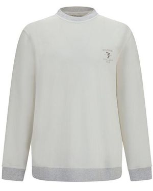 Brunello Cucinelli White Cotton Sweatshirt - Gray