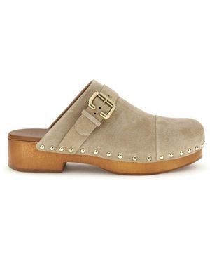 Chloé Calf Leather Bos Taurus Clogs - Natural