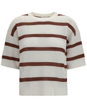 Brunello Cucinelli Brown Cotton Sweatshirt - White