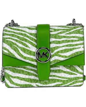Michael Kors Greenwich Small Print Logo Crossbody Tote Chain Bag Jungle Green $498