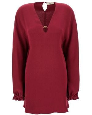 Fendi Cady Silk Dress - Red