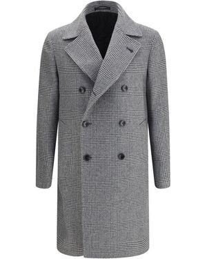 Tagliatore Gray Fleece Wool Coat