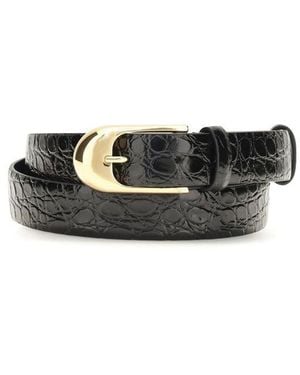 KHAITE Black Calf Leather Bos Taurus Regular Belt