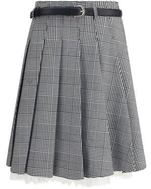 Self-Portrait Prince Of Wales Print Miniskirt - Grey
