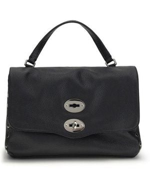 Zanellato Blue Calf Leather Bos Taurus Shoulder Bag - Black