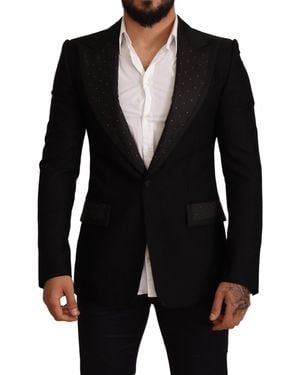 Dolce & Gabbana Dolce Gabbana Wool Slim Fit Coat Blazer Jacket - Black