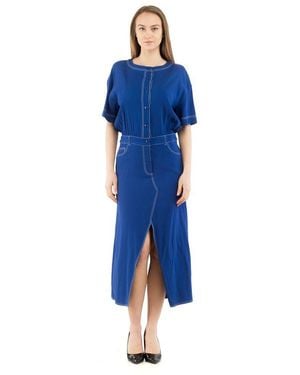 Moschino Multicolour Marabou Casual Dress - Blue