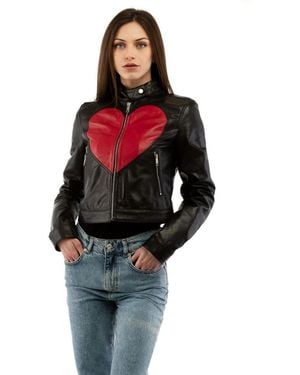 Moschino Multicolour Polyester Leather Jacket - Red
