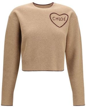 Chloé Beige Wool Oves Aries Sweatshirt - Natural