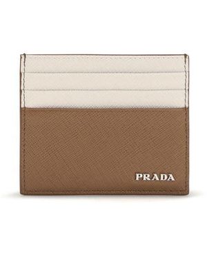 Prada Beige Calf Leather Bos Taurus Wallet - Natural