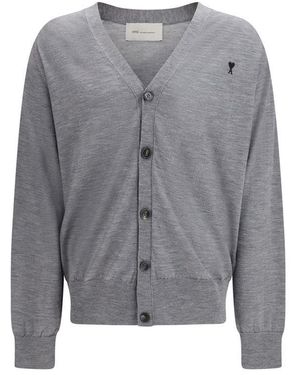 Ami Paris Ami De Coeur Cardigan - Grey