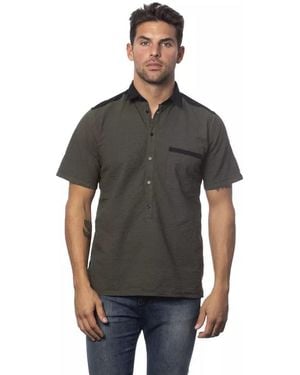Verri Army Regular Fit Cotton Blend Shirt - Black